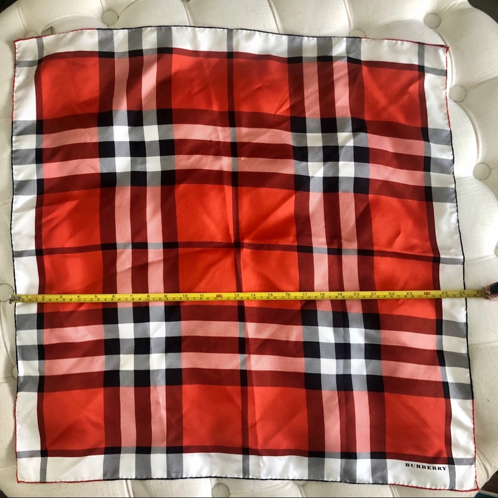 Burberry Silk Orange Check Scarf - Picture 4 of 9